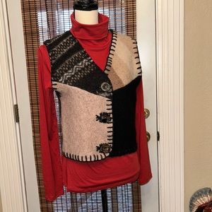 Baabaazuzu Tan & Brown Recycled Wool Vest SM w/Old Ranch Teton T-Neck SM NWT